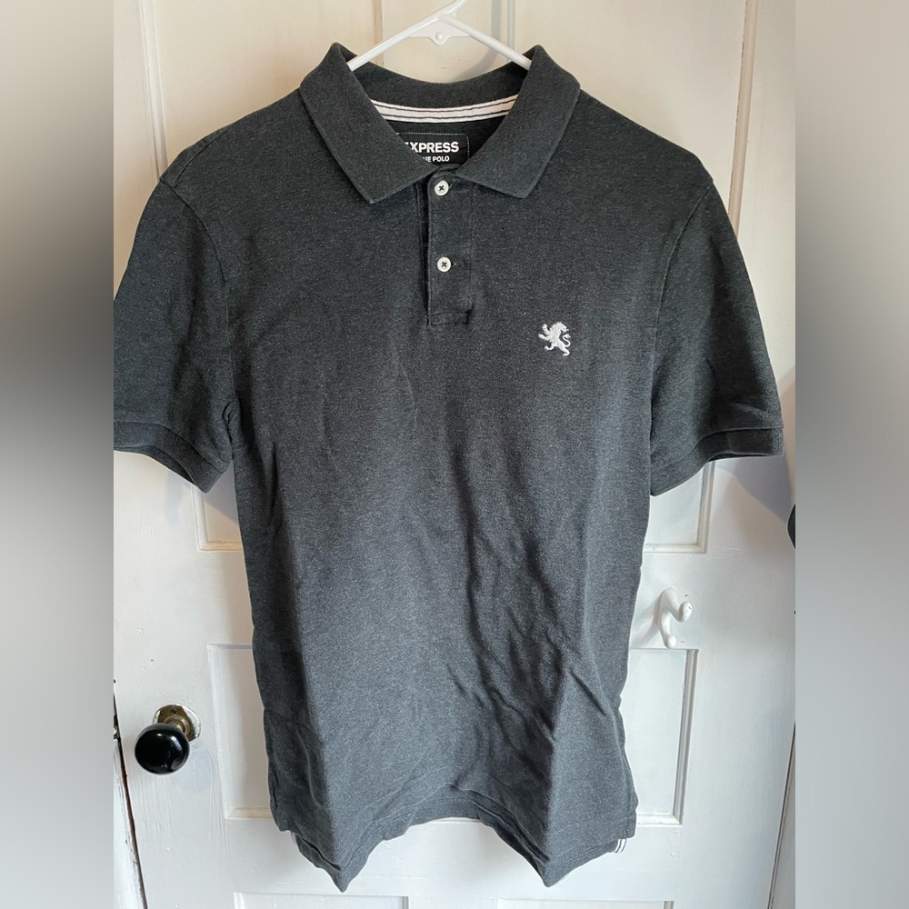 Express Men's Modern Fit Polo - Medium - Charcoal
